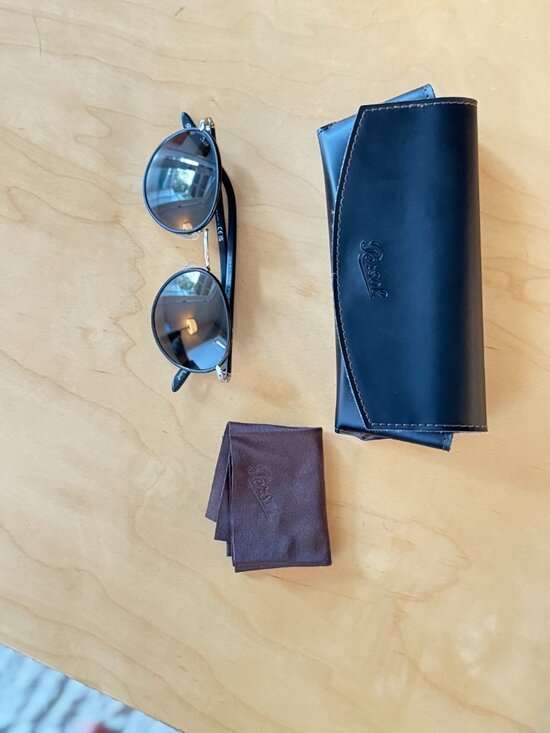 Persol PO2422SJ Round Sunglasses – Silver Matte Black | Handmade in Italy